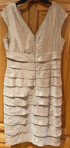 London Times  Champagne Gold Shimmer Tiered Layered Formal Evening Dress Size 12