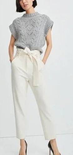 Veronica Beard  Setti Cream Ecru Paperbag Tie Waist Trouser Pants Size 10