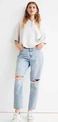 H&M Denim Distressed Mom Jeans Blue Size 8