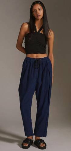 Pilcro Anthropologie Linen Cotton Drapey Pull On Harem Pants Dark Navy Blue