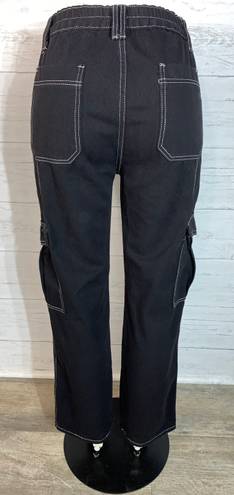 Black cargo pants white contrast stitching womens size S