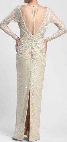 Sue Wong  Nocturne Illusion Soutache Embellished Long Sleeve Cream Formal Dress 2