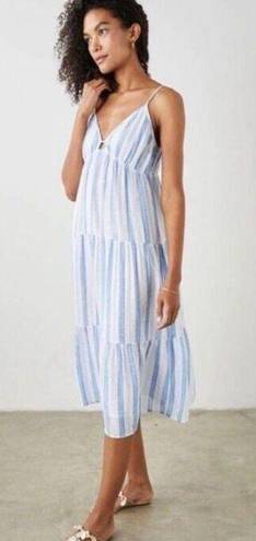 Rails  NWT Avril Gibson Stripe Midi Spaghetti Strap Linen Dress Blue/White Large