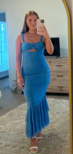 Hello Molly Seen Lavishly Mesh Maxi Dress Blue