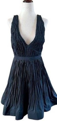 Alexis  Marilou Crinkled A-Line Plunge Neck Mini Dress in Black Medium