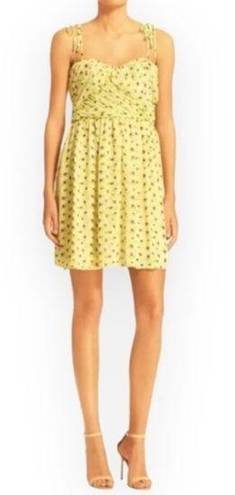 The Kooples  Anemone Chiffon Yellow Floral Sweetheart Bodice Mini Summer Dress