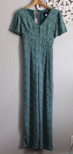 Francesca's Francesca’s Green Floral Jumpsuit