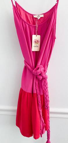 Entro Boutique Colorblock Pink Tie Waist Dress