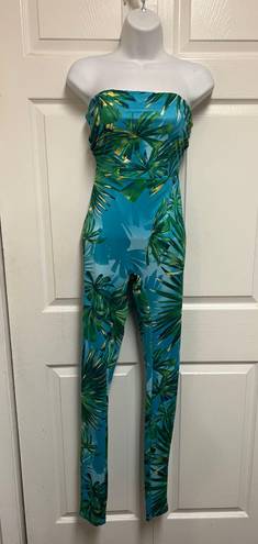 One Piece Palm Tree Strapless  Body Con Jumper