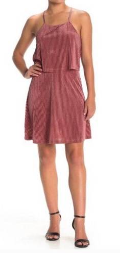 Angie Dress Popover Stripe Velvet Blush Pink M NWT