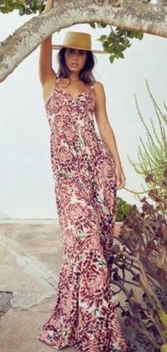 Agua Bendita  Cotton Blare Floral Maxi Dress S