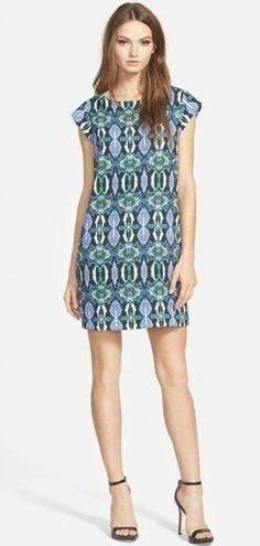 Sam Edelman NWT Women's  Cap Sleeve Illusion Panel Shift Dress Sz Large