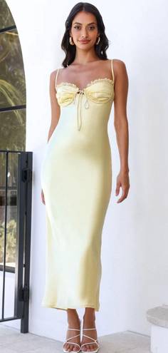 Hello Molly She’s Refined Satin Maxi Dress Yellow