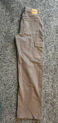 Ultra High Waist Dad Cargo Jeans Tan Size 28