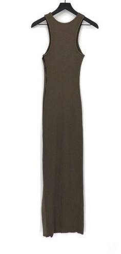 The Range  Ribbed Button Maxi Dress Olive Green XS