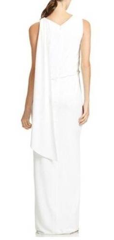 Halston Heritage HALSTON Asymmetrical Draped Gown In Chalk White Size 0