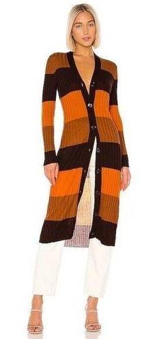 Equipment  Femme Long Cardigan Sweater Small Womens Verelle Orange Wool Stripe