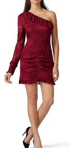 Alexis 💕💕 Ilana Lace Long Sleeve Dress ~ Dark Red XS One Shoulder Sheath Dress