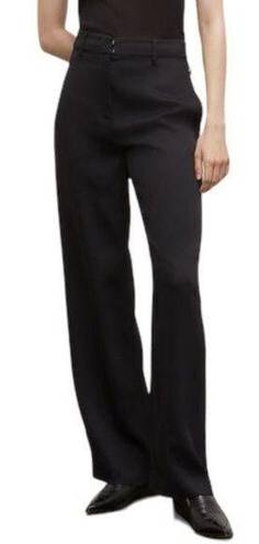 Club Monaco  Womens 100% Viscose Tab Detail Wide Leg Trouser Pants Size 6 Black