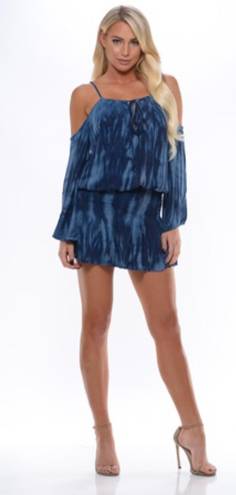 Blue Life Revolve Blue Tie Dye Off The Shoulder Mini Dress S