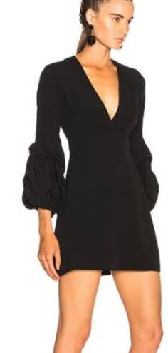 Alexis NWT  Pintucked Sleeve V Neckline Fia Mini Dress Black Women's Size Medium