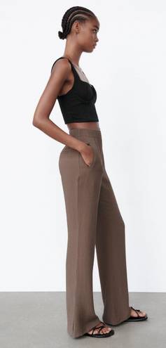 ZARA TEXTURED STRAIGHT LEG PANTS