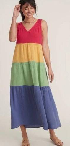 Marine layer 🆕 NWOT  Corinne Maxi Dress Rainbow Colorblock Sleeveless V Neck XS