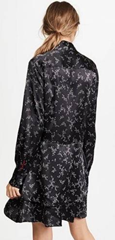 Equipment  Natalia Silk Neck Tie Dress Black Floral