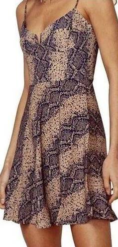 Blue Life  Women's Snake Print Sweetheart Corset V-Neck Mini Dress Brown Medium