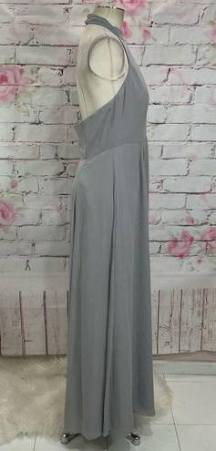 Fame and Partners  halter mock neck medium gray gown