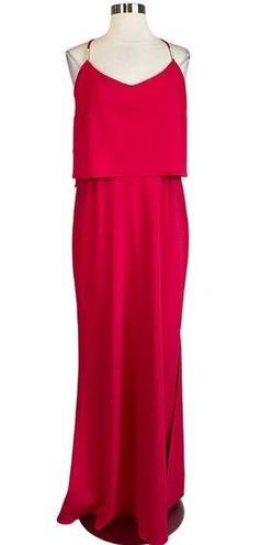 Laundry by Shelli Segal  Women's Formal Dress Size 12 Red Beaded Strap Long Gown