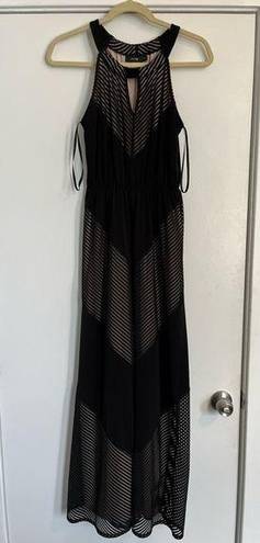 Apt. 9 NWT  black nude lined chevron sheer mesh halter sleeveless tank maxi dress