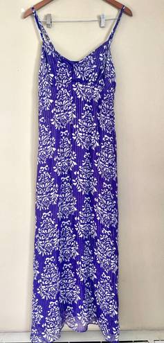 INC Vintage Silk Blend Beaded Strap Floral Print Maxi Dress Purple White Size 10