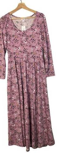 LuLaRoe  Ryane Pink Floral Long Sleeve Maxi Dress S