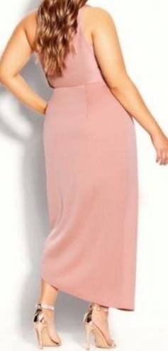 City Chic  One Shoulder Sensual Satin Evening Tulip Hem Dress: Baby Blush Pink