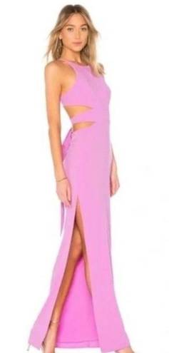 Halston Heritage Open Back Long Gown Cut Outs Orchid Bright Purple Pink sz 12