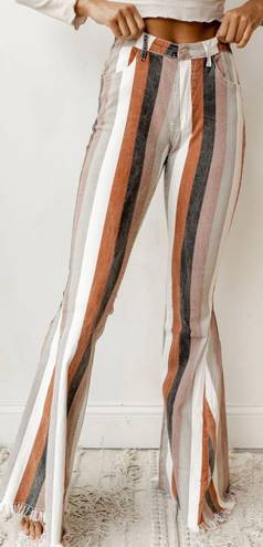 Striped Bell Bottom Pants Multi Size M