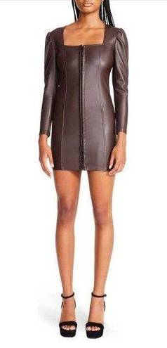 Betsey Johnson  | Hook Front Faux Leather Mini Dress | size 12