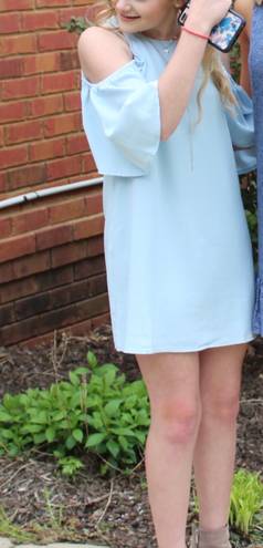 Karlie light blue off the shoulder dress