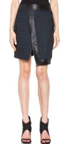 Helmut Lang Angled Peak Jacquard Leather Skirt size extra small XS