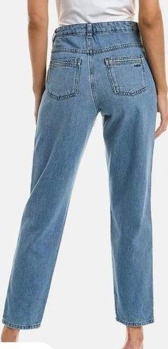 Ba&sh  Sophia High Rise Mom Relaxed V-Shaped Yoke Straight Leg Jeans Light Wash