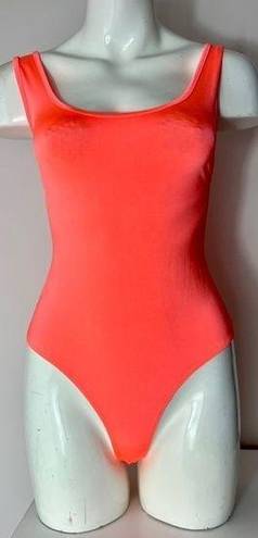 One Piece Votique Neon Orange Scoop Neck Slinky Stretch Bodysuit  Size Large