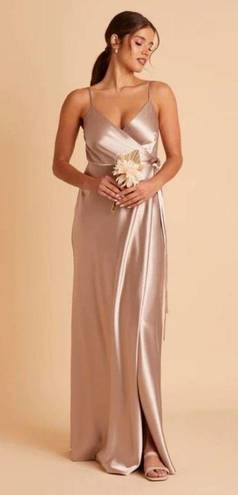 Birdy Grey  Cindy Satin Wrap Bridesmaid Maxi Dress | XS