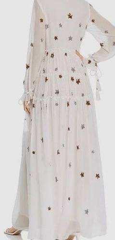 Rococo  Sand White Sequin Star Tiered Maxi Dress