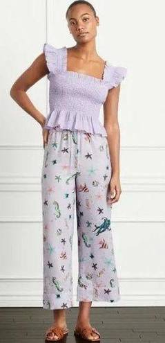 Hill House  The Skylar 100% Linen Pants in Sea Creatures Size M NWT