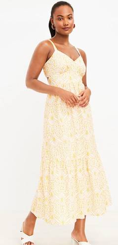 The Loft NWT Eyelet Open Back Maxi Dress Yellow/White Size 14 Petite