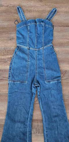 Hollister Corset Demin Jumpsuit with Flare Bottom