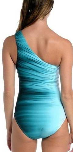 La Blanca NWT  Ocean One Shoulder One Piece Swimsuit Ombre Shirred- Size 10