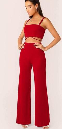 SheIn Red Two Piece Jumpsuit