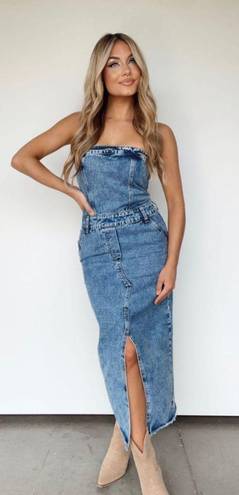 Lane 201  Denim Tube Midi Dress